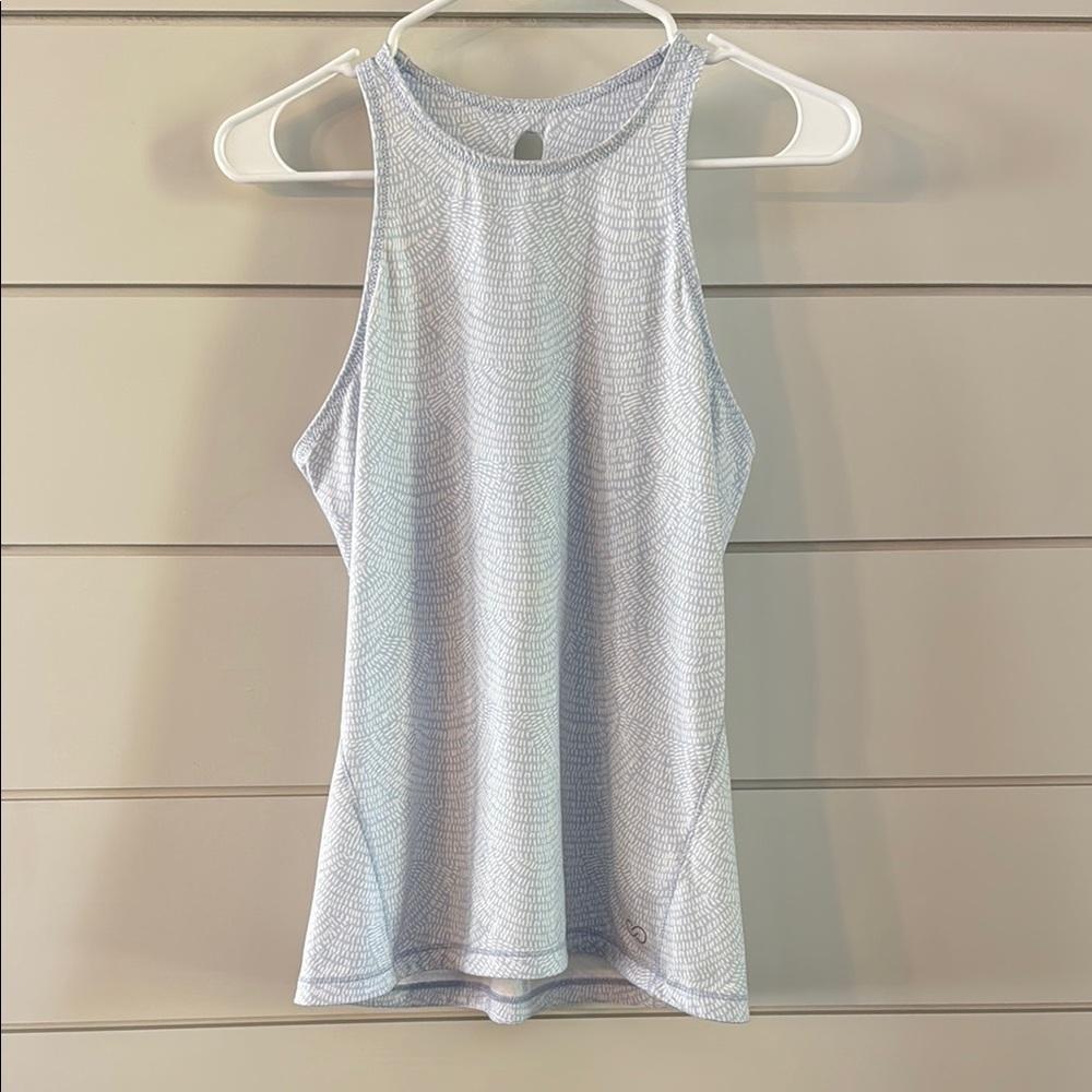CALIA by Carrie Underwood Blue and White Patterned Tank Top